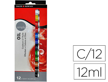 12 tubos 12ml. pintura óleo Daler Rowney Simply  colores surtidos